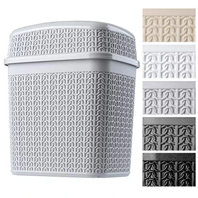 Imagen de KADAX cubo cosmético de plástico con tapa basculante, basura ligero para baño, cocina, capacidad 5 L, color gris
