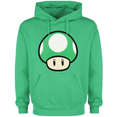 Imagen de Super Mario 1 Up Mushroom Hombre Sudadera con Capucha Verde M