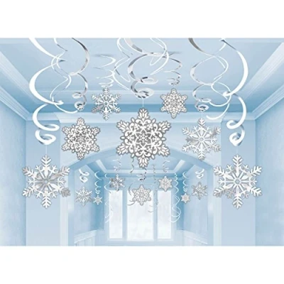 Imagen de amscan Decoraciones del Recorte Remolino Copo de Nieve la Navidad Paquete 30