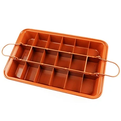 Imagen de Molde para brownie con divisores y base suelta antiadherente hornear bandeja precortada