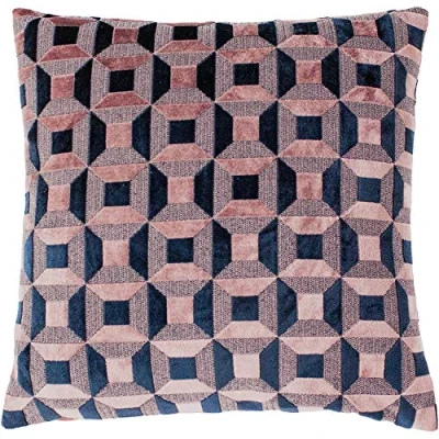 Imagen de Paoletti Empire Funda de cojín Terciopelo Jacquard geométrico, Color Rubor y Azul Marino, 45 x cm, Poliéster