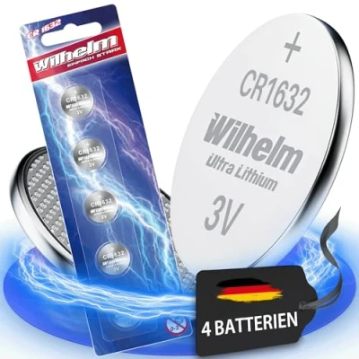 Imagen de 4 pilas de botón CR1632 CR 1632 Wilhelm, 3 V, 140 mAh, diámetro 16 x 3,2 mm, DL1632