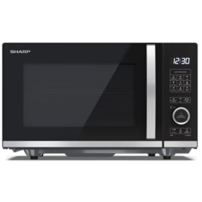 Imagen de SHARP YC QG204AE B Microondas con grill y tecnología Flatbed (Sin plato giratorio) 800W, 20L, 10 niveles de potencia, función eco descongelado), color negro