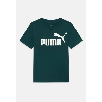 Imagen de Puma LOGO TEE Unisex Camiseta estampada para niños, Talla: 7 8a (8), Green terrain