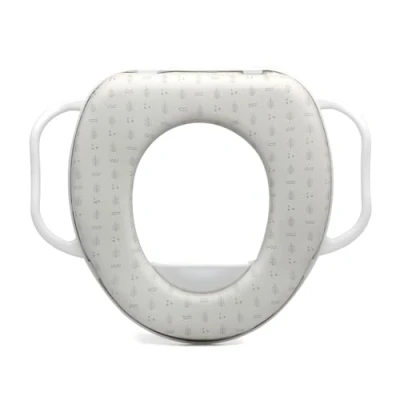 Imagen de Kiokids Reductor WC Gris con Asas para Niños +12 Meses Acolchado y Seguro Fácil de Limpiar Mayor Comodidad Protector Salpicaduras Compatible Inodoros Estándar