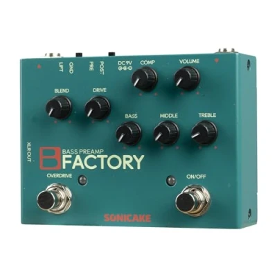 Imagen de SONICAKE Pedal de bajo con Overdrive Preamplificador analógico efectos compresión EQ 3 bandas Salida XLR B Factory
