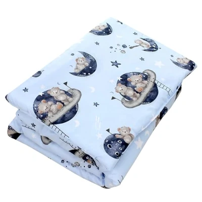 Imagen de TupTam Juego de Edredón Infantil con Dibujos para Toda la Temporada Nórdica Almohada Plana 2pcs., Osos en el Cosmos, 135x100 cm