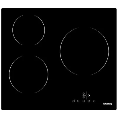 Imagen de placa vitrocerámica con 3 fuegos, mesa de cocción fogones empotrables, 6600 W, 60 cm, autarkic, táctil, temporizador, vidrio y cerámica