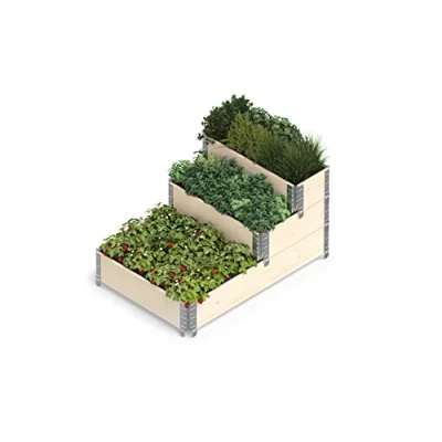Imagen de Upyard Stepped Bed Moderna Cama elevada de Marco palé bancal Modular, Madera Natural, para jardín y terraza, 120 x 80 58,5, Natural