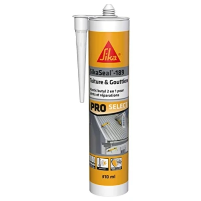 Imagen de SIKA Sellador y pegamento butilo 2 en 1 SikaSeal 189 para techos canalones gris Juntas reparaciones cubierta vidriería Exterior 310 ml