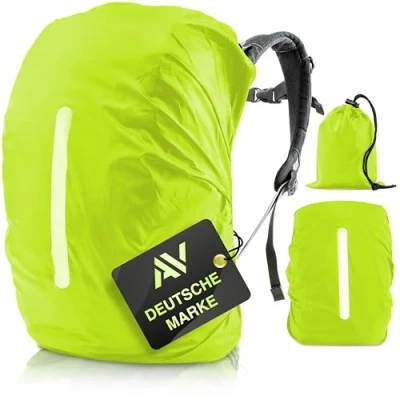 Imagen de Avana Protector de lluvia para mochilas con tiras reflectantes (10 70 L), impermeable, color verde neón