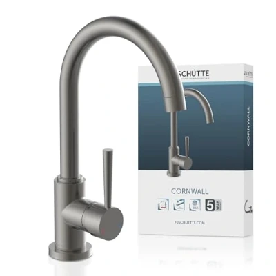 Imagen de Schütte 79162 Cornwall Grifo (función de Ahorro energía, Giratorio 360, Ideal también para fregaderos Dobles, Grafito Mate)