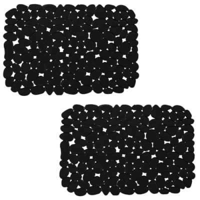 Imagen de Echehi Paquete de 2 Protector Fregadero, 40 x 30 cm Fregadero Cocina Corte DIY, Alfombrilla Drenaje Rápido para Platos, Cristalería, Verduras. Negro