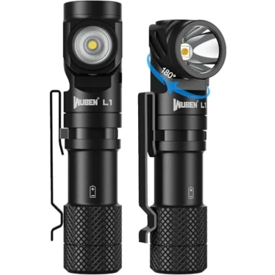 Imagen de WUBEN L1 Linternas LED Alta Potencia 2000 Lúmenes, Linterna Recargable USB Táctica Militar Potente, cabeza giratoria de 180 grados Linterna, Impermeable Portátil Fuente Luz Doble Flashlight (519A)