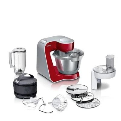 Imagen de Robot amasador Bosch MUM58720, 1000W de potencia, múltiples accesorios, rojo