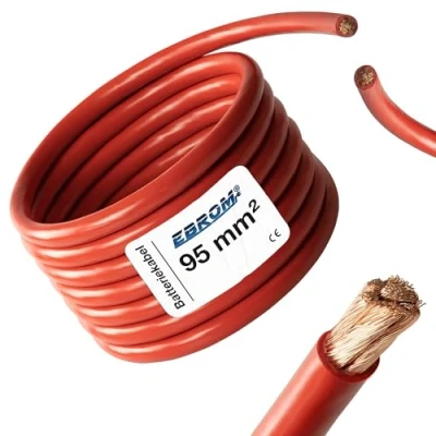 Imagen de Cable de batería rojo H07V K 95 mm² 99,9% cobre OFC, corte por metros según tus deseos, (95 mm²), color: plus (+)
