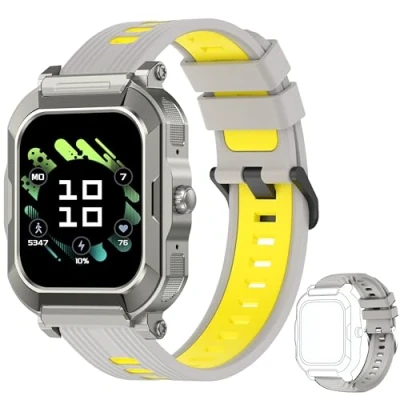 Imagen de Popglory 1,91&#039;&#039; Smartwatch Hombre con Llamadas y Modo SOS, Reloj Inteligente 100 + Deportes Asistente Voz, Militar Presión Arterial Ritmo Cardíaco SpO2 Sueño, para Android iOS