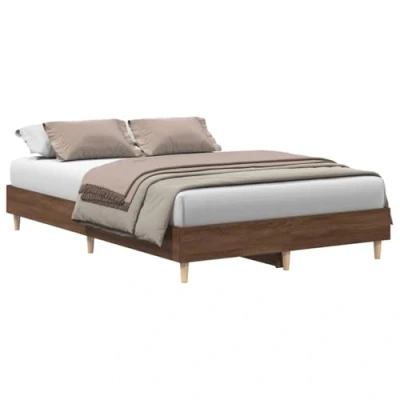 Imagen de vidaXL Estructura de Cama sin colchón marrón Roble 135x190 cm Madera, Muebles Dormitorio, Base Cama, Doble, armazón