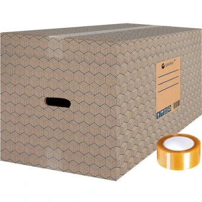 Imagen de packer PRO Pack 10 Cajas Carton Mudanza y Almacenaje Ultra Resistentes con Asas Cinta Adhesiva 600x400x400mm