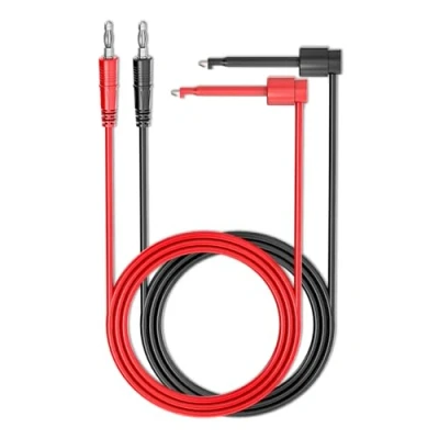 Imagen de Cleqee 2 conectores banana de 4 mm A ganchos prueba, cables cobre blandos, para multímetro, pruebas eléctricas, 500 V, 5