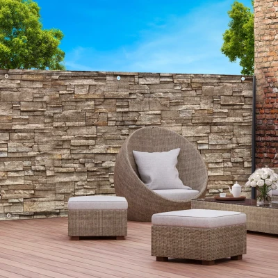 Imagen de IDMarket Brisa para vistas opacas 1,2 x 10 m, diseño de piedra 160 gr/m²