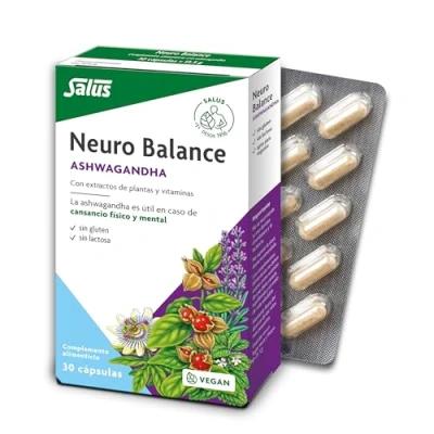 Imagen de Salus Neuro Balance Complemento Alimenticio 30 Cápsulas Contribuye al Buen Funcionamiento del Sistema Nervioso Elaborado a Base de Ashwagandha, Melisa y Vitaminas B1, B2, B5, B6 B12