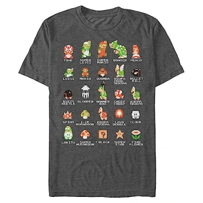Imagen de Nintendo Pixel Cast Camiseta, Gris, L para Hombre