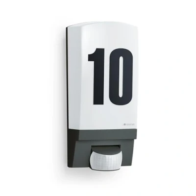 Imagen de Steinel Lámpara de Pared L 1 S Negro, Incluye Número Casa, E27, Máximo 60 W, Exterior, Detector Movimiento 180, Alcance 10 m