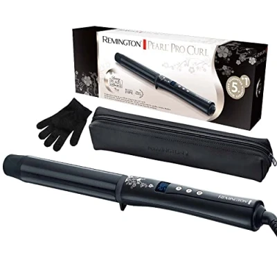 Imagen de Remington Rizador de Pelo Pearl Cerámica Avanzada con Perla, Ondulador Barril 32 mm, Crea Rizos Grandes y Ondas Suaves, Temperatura hasta 210C, Digital, Punta Fría CI9533