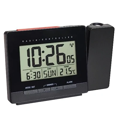 Imagen de TFA Dostmann 60.5016.01. Reloj Despertador con proyector y Fuente de alimentación, Color Negro