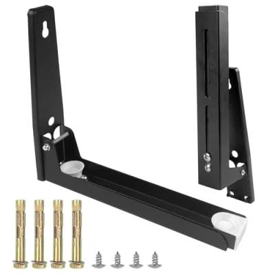 Imagen de Frevoitna 2 Piezas Soporte Microondas Pared Plegable, Horno y Extensible, para Colgar con Accesorios de Montaje, Carga Máxima 40 Kg