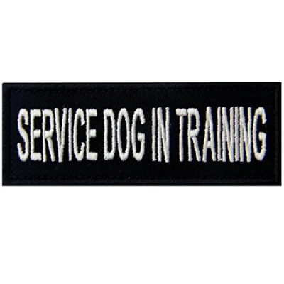 Imagen de Service Dog In Training Servicio de perro en el entrenamiento Emblema Chalecos/Arneses Broche Bordado Gancho y Parche bucle cierre