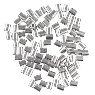 Imagen de Futheda 100 piezas 1,0 mm cable cuerda de alambre aluminio forma ovalada mangas Clips Crimping Loops tono plata
