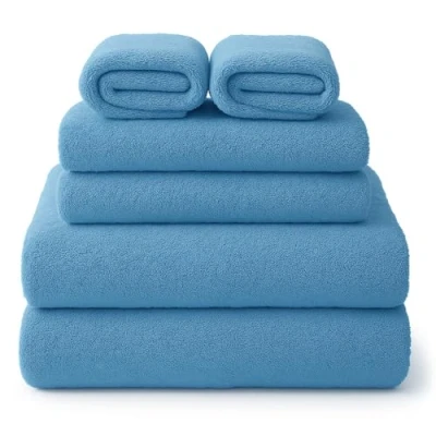 Imagen de Glart 49M4B Juego de 6 toallas microfibra absorbente óptima calidad. Adecuado para secar la piel y el cabello con simples toques. 6. Color azul