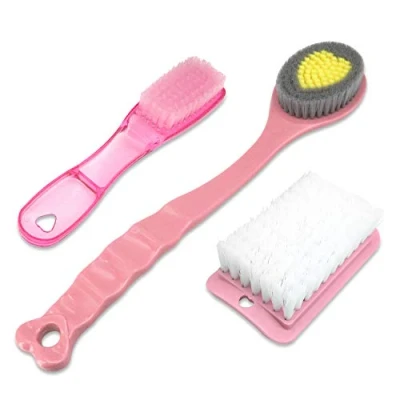 Imagen de QiCheng&amp;LYS Cepillo de Ducha Mano, con Mango Largo Suave y Cómodo, Para Masaje o Exfoliación Piel Seca (2 piezas Rosa)