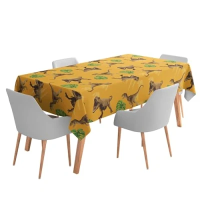 Imagen de Boland Mantel de Papel Dinosaurio I Cumpleaños Infantil Amarillo con T Rex Rectangular 120 x 180 cm Desechable