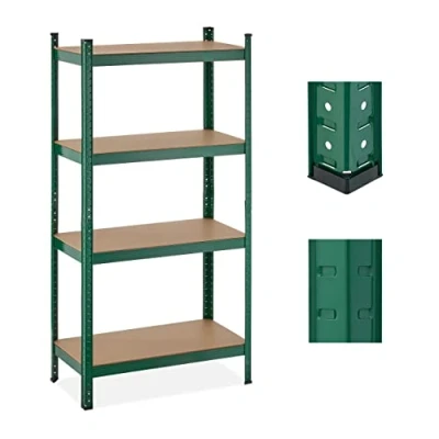 Imagen de Relaxdays Estantería Metálica 4 Baldas, 156 x 80 40 cm, Resiste 280 kg, Cargas Pesadas, Sótano, Taller, Garaje, Verde, Tablero de Fibras