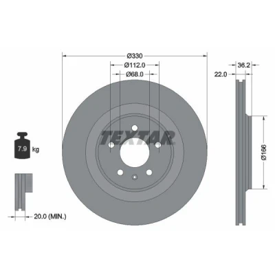 Imagen de TEXTAR PRO 92160303 Disco de freno 330 22 05/06 112 ventilación externa revestido sin perno sujeción rueda, buje rueda AUDI: A5 B8 Coupé