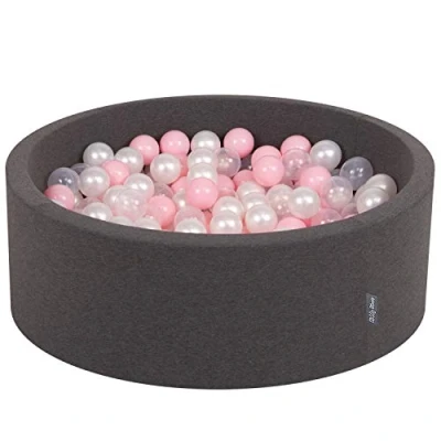 Imagen de KiddyMoon, Ballebad Piscina de Bolas, Color Gris Oscuro: Rosa/Perla/Transparente, 90x30cm/200 Bälle (OK30D 017)
