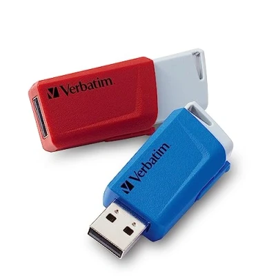 Imagen de Verbatim Store &#039;n&#039; Click Memoria USB Stick 2X 3.2 Gen 1 I 32GB con Mecanismo Bloqueo 3 Externa para Laptop Notebook y Co. hasta 5 Gbit/s Rojo Azul