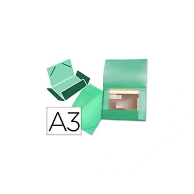 Imagen de Carpeta liderpapel portadocumentos 44803 solapas polipropileno din a3 verde translucido lomo flexible