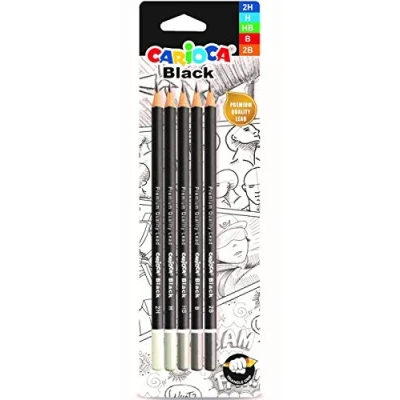 Imagen de Carioca HB Pack de 4 lápices y goma borrar, multicolor