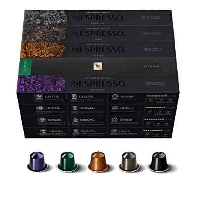 Imagen de Nespresso Original Cápsulas de Café, 200 Café,(40 Arpeggio, 40 Capriccio, Livanto, Roma &amp; Ristretto) para Máquina Cafetera