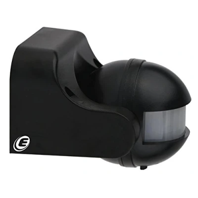 Imagen de Electraline 58411 Sensor detector de presencia movimiento, interruptor crepuscular y timer IP44, color negro