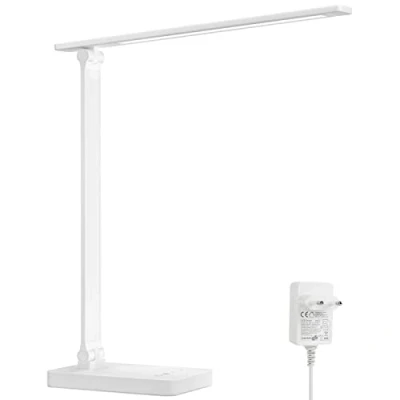 Imagen de Lepro Lámpara LED Escritorio, de Mesa 9,2W, Flexo Escritorio 800LM 5 Color y Nivel Brillo Regulable, Luz Cuidado Ojos para Cama, Oficina, Leer, Estudiar, Relajamiento, Blanco
