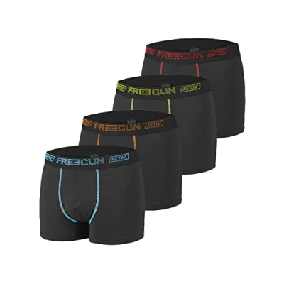 Imagen de FREEGUN Calzoncillo Ropa Interior Hombre Microfibra Liso Aktiv Deporte (Paquete de 4)