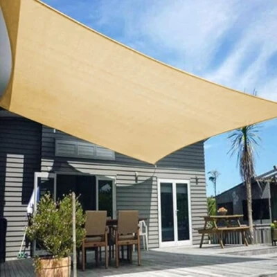 Imagen de HENG FENG Toldo Vela de Sombra HDPE Rectangular 2x4m Protección Rayos UV Resistente Transpirable para Terraza Patio Exterior Jardín Color Arena