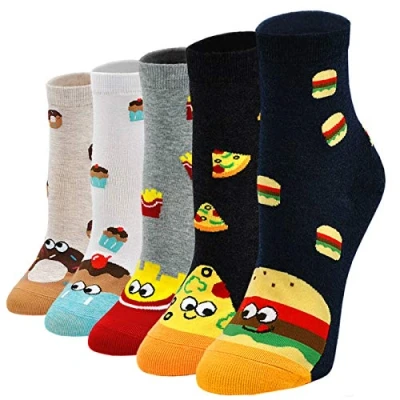 Imagen de Calcetines de Algodón Mujer Térmicos, Animales Lindos Divertidos Ocasionales, 5 Pares