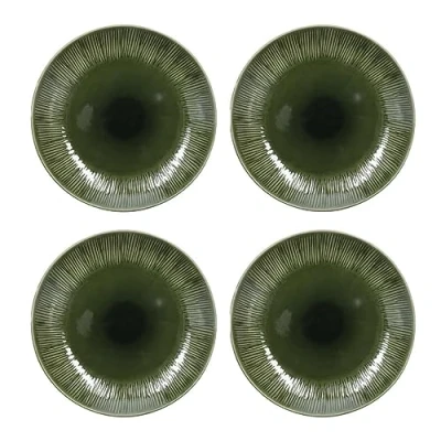Imagen de Mikasa Jardin juego de platos llanos 4 piezas, color verde, servicio para 4, gres, redondos 27 cm, en caja regalo y aptos lavavajillas
