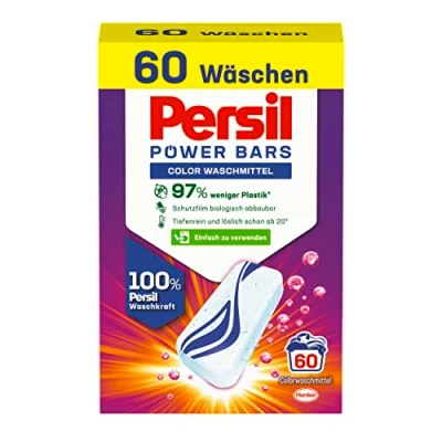 Imagen de Persil Power Bars Color Detergente (60 lavados), predosificado de colores en embalaje sostenible, para ropa higiénica limpia a partir 20 C